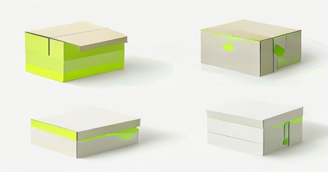 Ilustrasi empat jenis box kemasan: tuck top, lock bottom, sleeve, dan mailer box