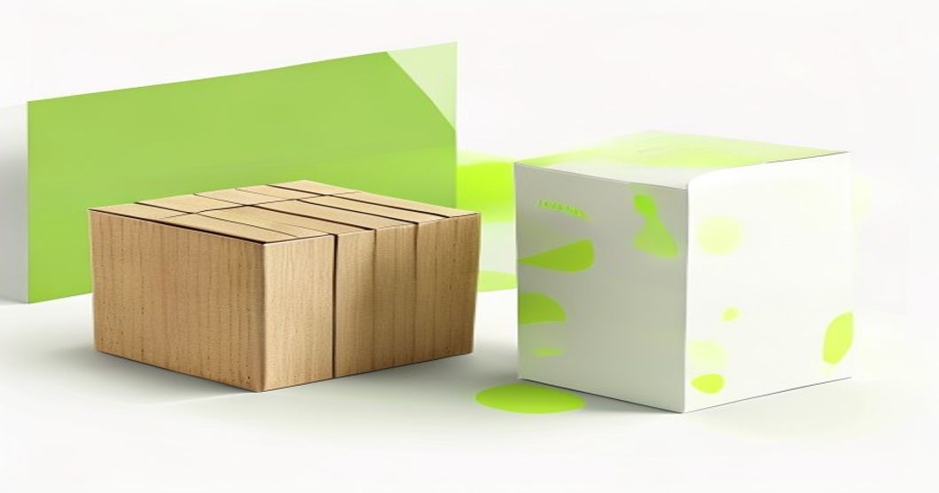 Ilustrasi perbandingan kemasan corrugated dan karton lipat untuk pengiriman dan display