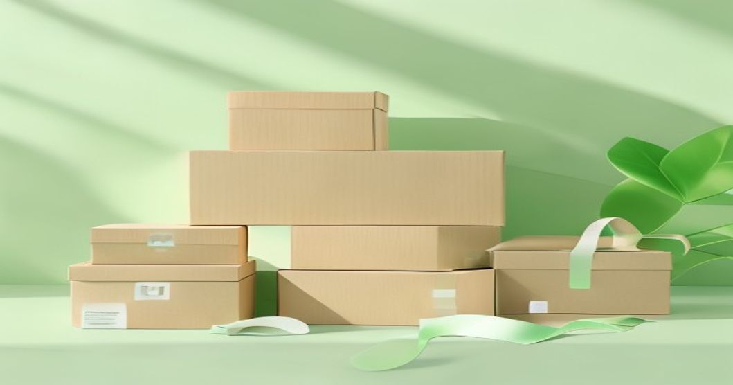 Kemasan polos kraft dan putih untuk reseller ditata rapi di meja kerja