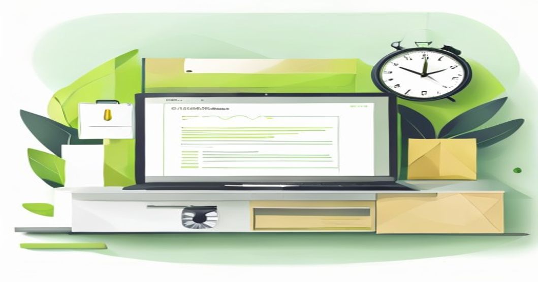 Ilustrasi digital proses quotation packaging yang cepat dengan laptop dan mockup kemasan
