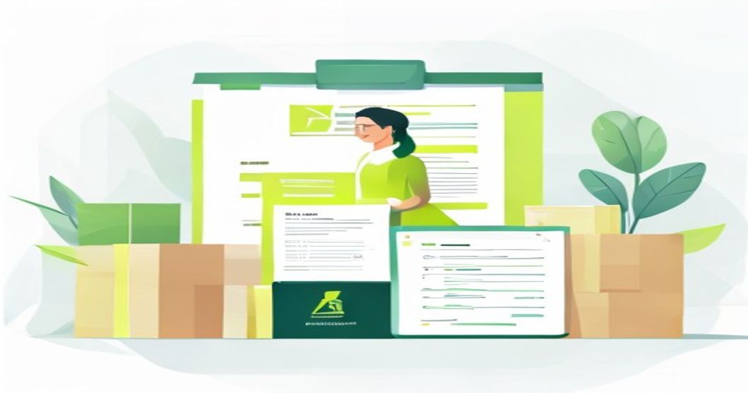 Ilustrasi vendor packaging terpercaya dengan badge verifikasi dan dokumen penawaran transparan