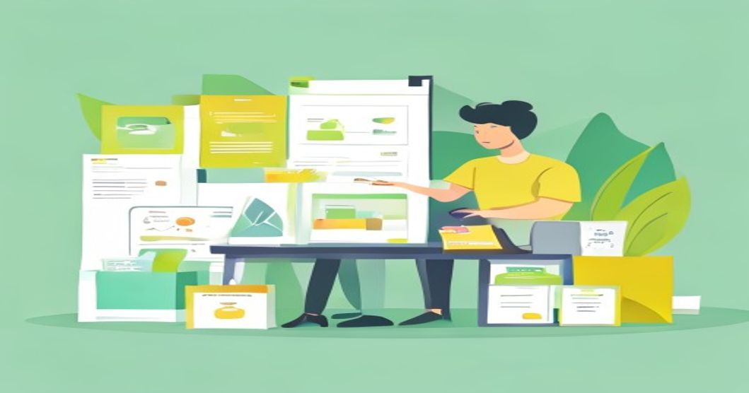 Ilustrasi pemilik UMKM merancang desain kemasan produk yang menarik dan hemat biaya