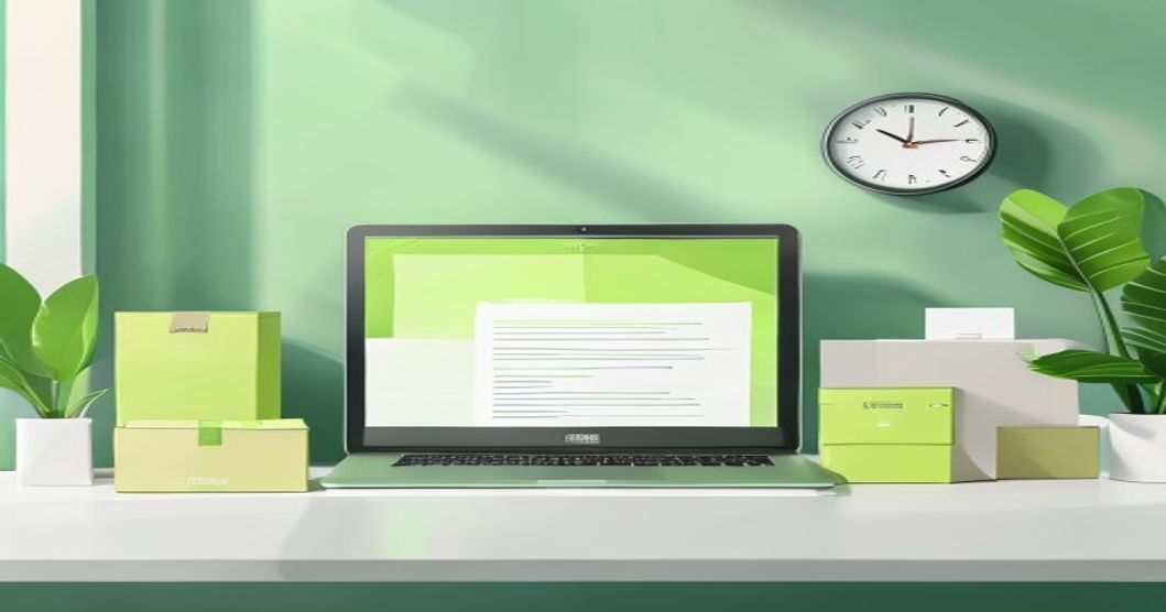 Ilustrasi vendor packaging membuat quotation digital dengan cepat di laptop